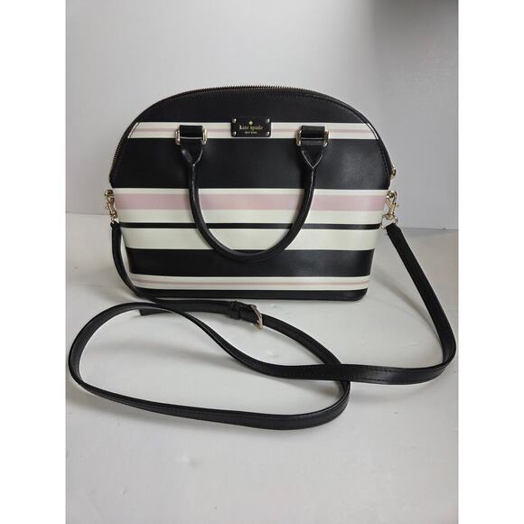 Kate Spade Carli Grove Street Classic Stripe Black Pink White - Picture 1 of 9